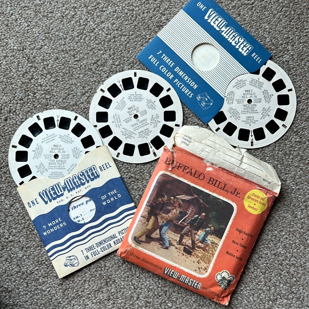 Vintage 1955 View Master 3 Reel Set Buffalo Bill Jr. in Pack